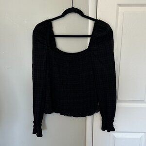 Black Patterned Vero Moda Cinched Blouse Size XL Womens